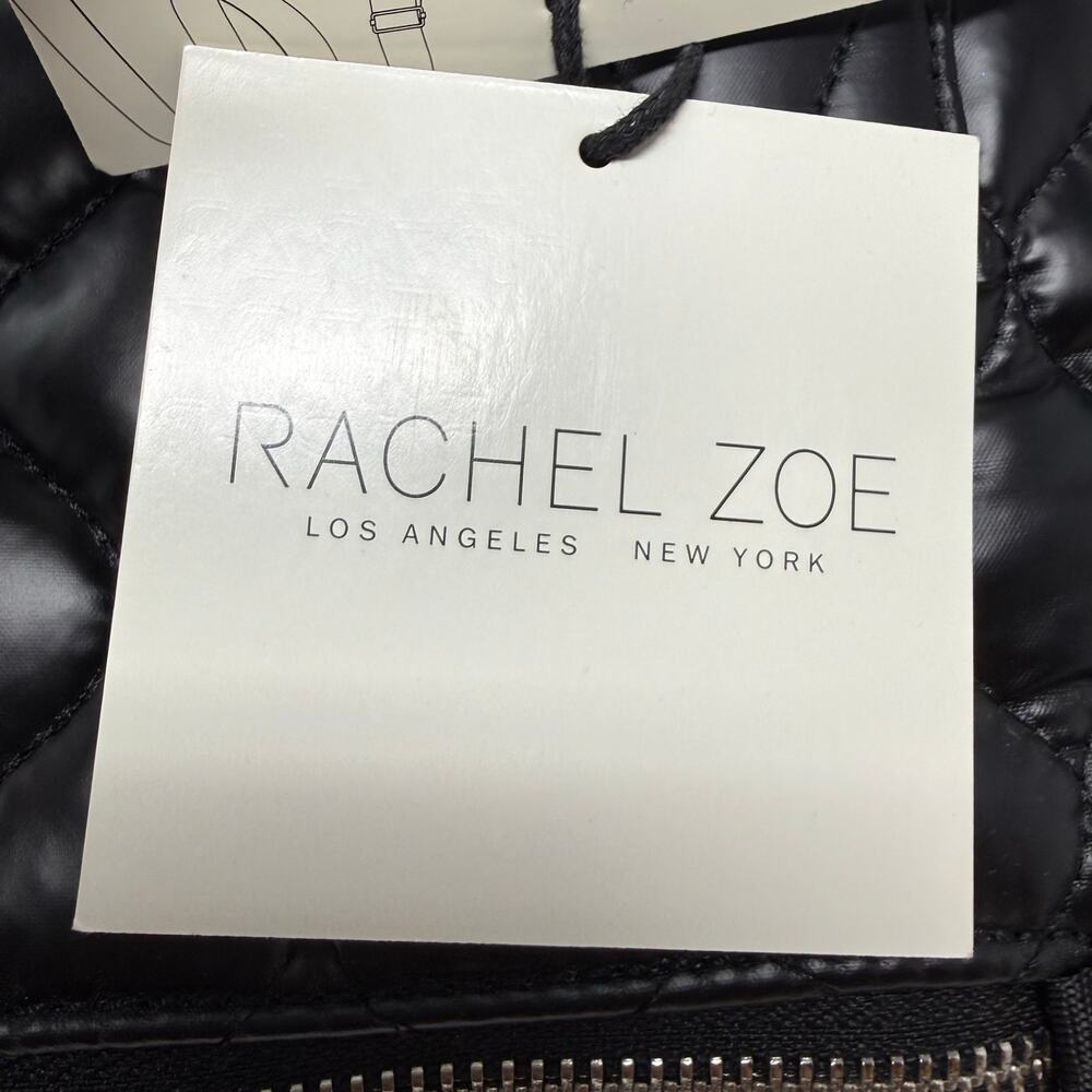 Rachel Zoe Quilted Shoulder Bag with Trolly Sleeve Crossbody Strap Black NWT - Picture 3 of 12